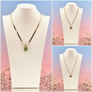 BUNDLE - 3 Savvy Cie Necklaces 18k Gold Plated Chains & Pendants Boho Minimalist